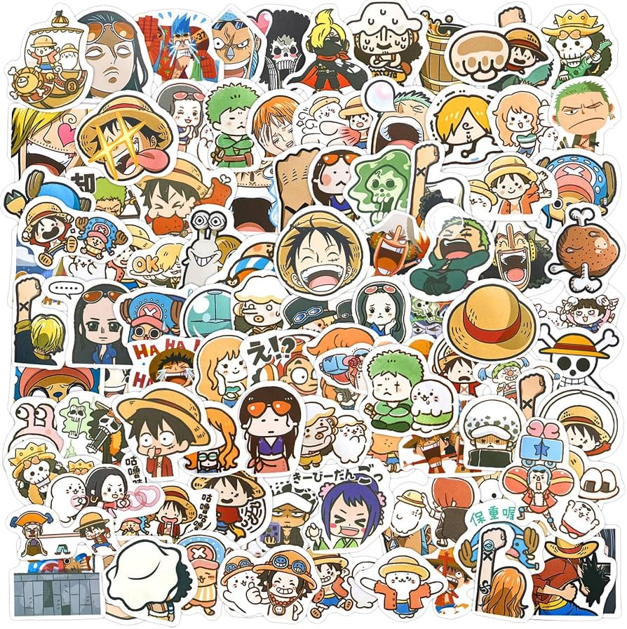 100PCS Japanese Anime OP Stickers, Classic Popular Straw Hat Pirates Cartoon Stickers for Water B... | Amazon (US)