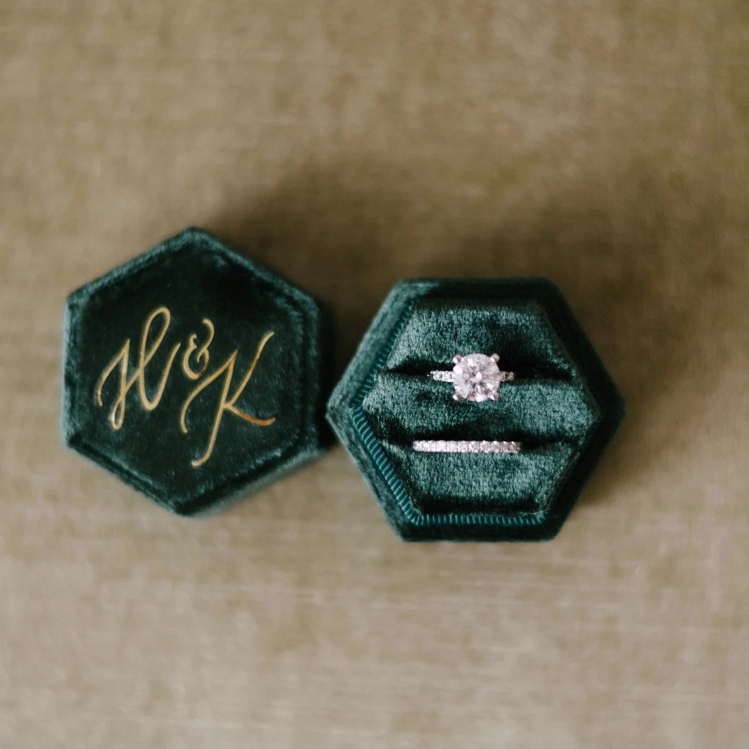 Velvet Hexagon Ring Box: Personalized Wedding Engagement Keepsake | Etsy (Global)