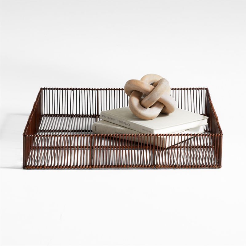 Parker Medium Bamboo and Metal Tray by Jake Arnold | Crate & Barrel | Crate & Barrel