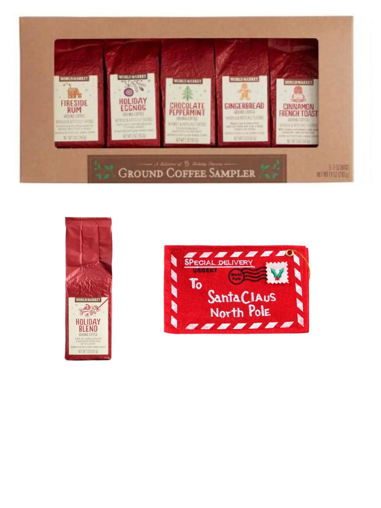 2021 World Market Ground Coffee Holiday Sampler 6 Pack New Flavors plus Felt Gift Card Holder | Walmart (US)
