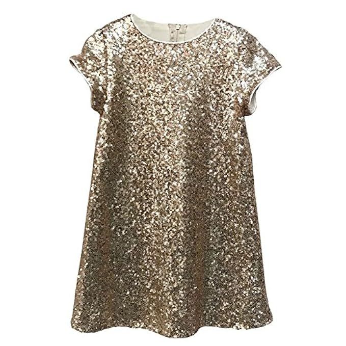 Petite Adele Big Girls Blush Pink Sparkle Sequin Katy Short Sleeve Shift Party Dress 8-12 | Amazon (US)
