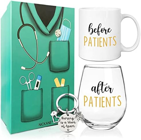 NICKANE Before Patients After Patients Set | 11oz Coffee Mug, 15oz Wine Glass | Nurse Graduation ... | Amazon (US)