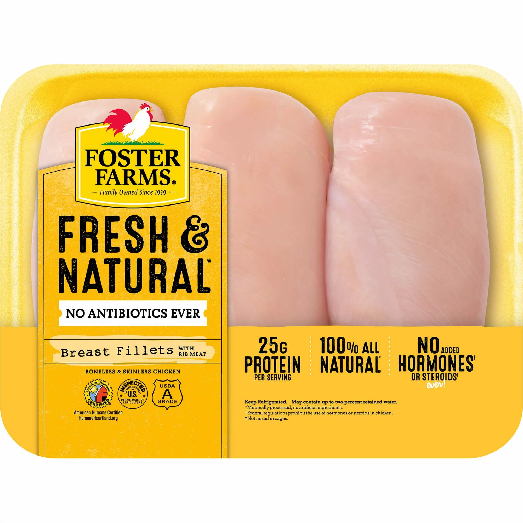 Foster Farms Fresh & Natural, No Antibiotics Ever, Boneless, Skinless Chicken Breast, 1.6 - 2.39 ... | Walmart (US)