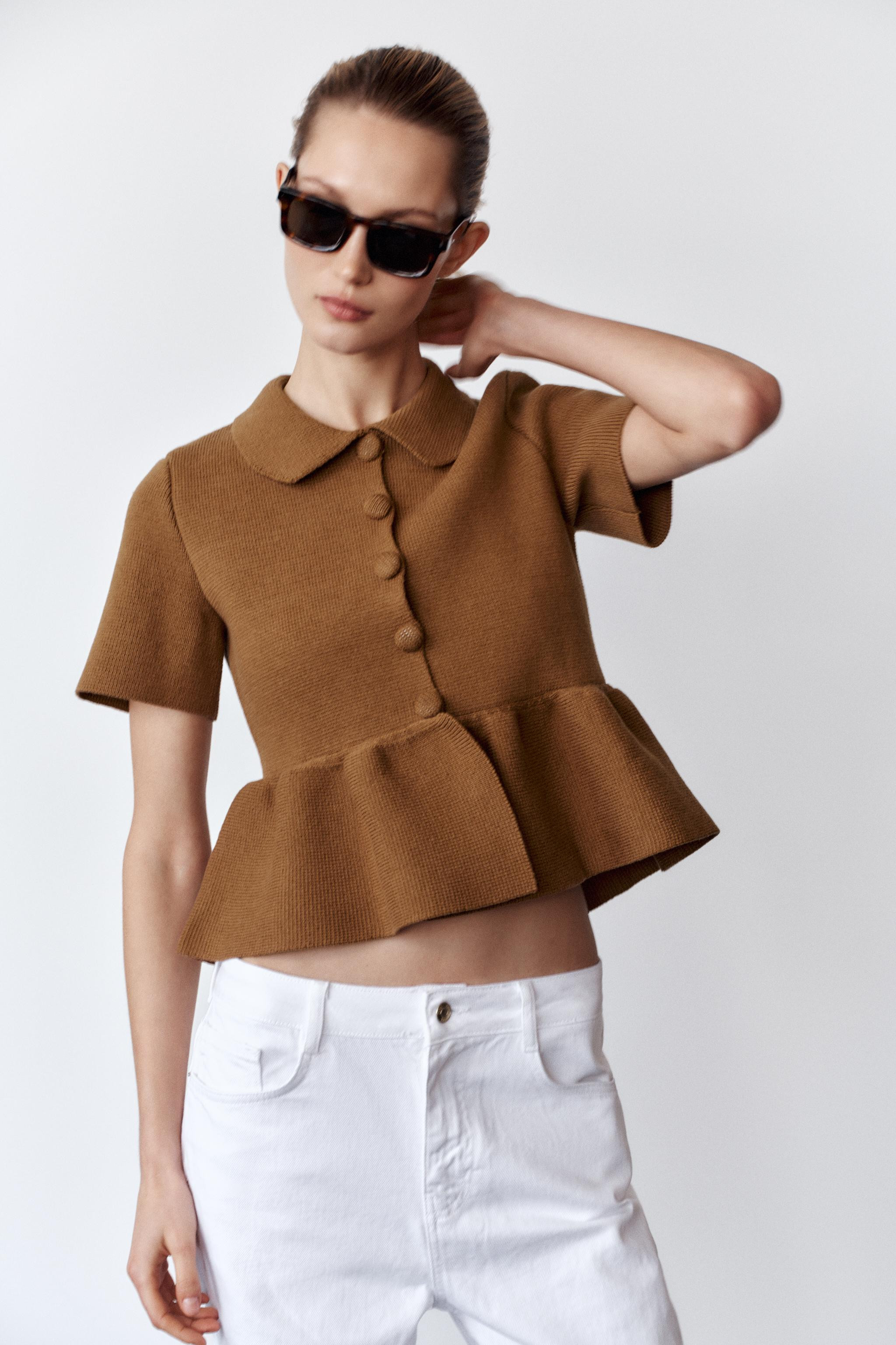 PEPLUM KNIT CARDIGAN | Zara US