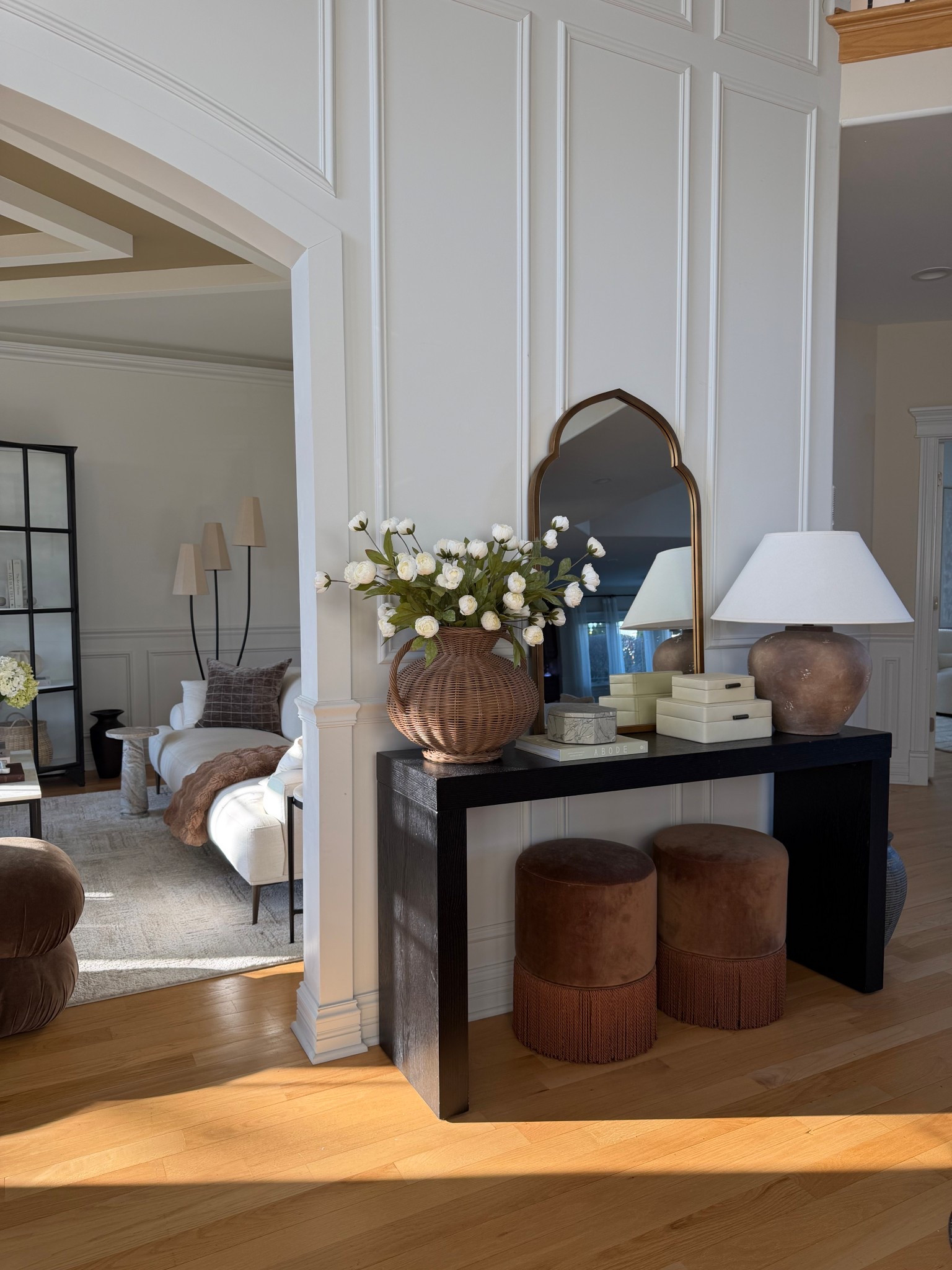 Entryway styling that instantly makes a space feel finished ✨

A simple console table paired with an arched mirror, textured lamp and a few decorative pieces creates a warm and welcoming first impression. Linking the console, mirror and some of the decor I used here.

#LTKHome #LTKSaleAlert