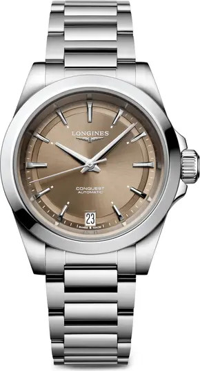 Conquest Automatic Bracelet Watch, 34mm | Nordstrom