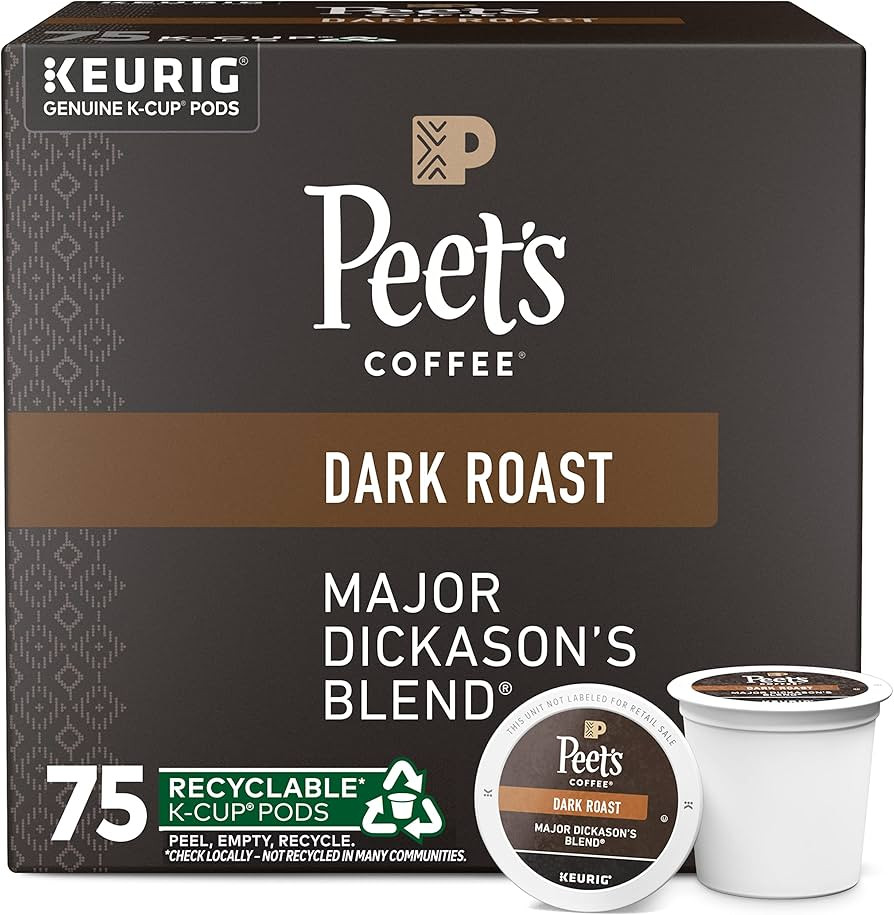 Peet's Coffee, Dark Roast Keurig K-Cup Pods - Major Dickason's Blend 75 Count (1 Box of 75 Pods) | Amazon (US)