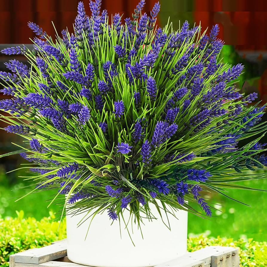 Artificial Plants Outdoor, 22 Pcs Fake Flowers UV Resistant Outdoor Fake Plants, Lavender Artific... | Amazon (US)