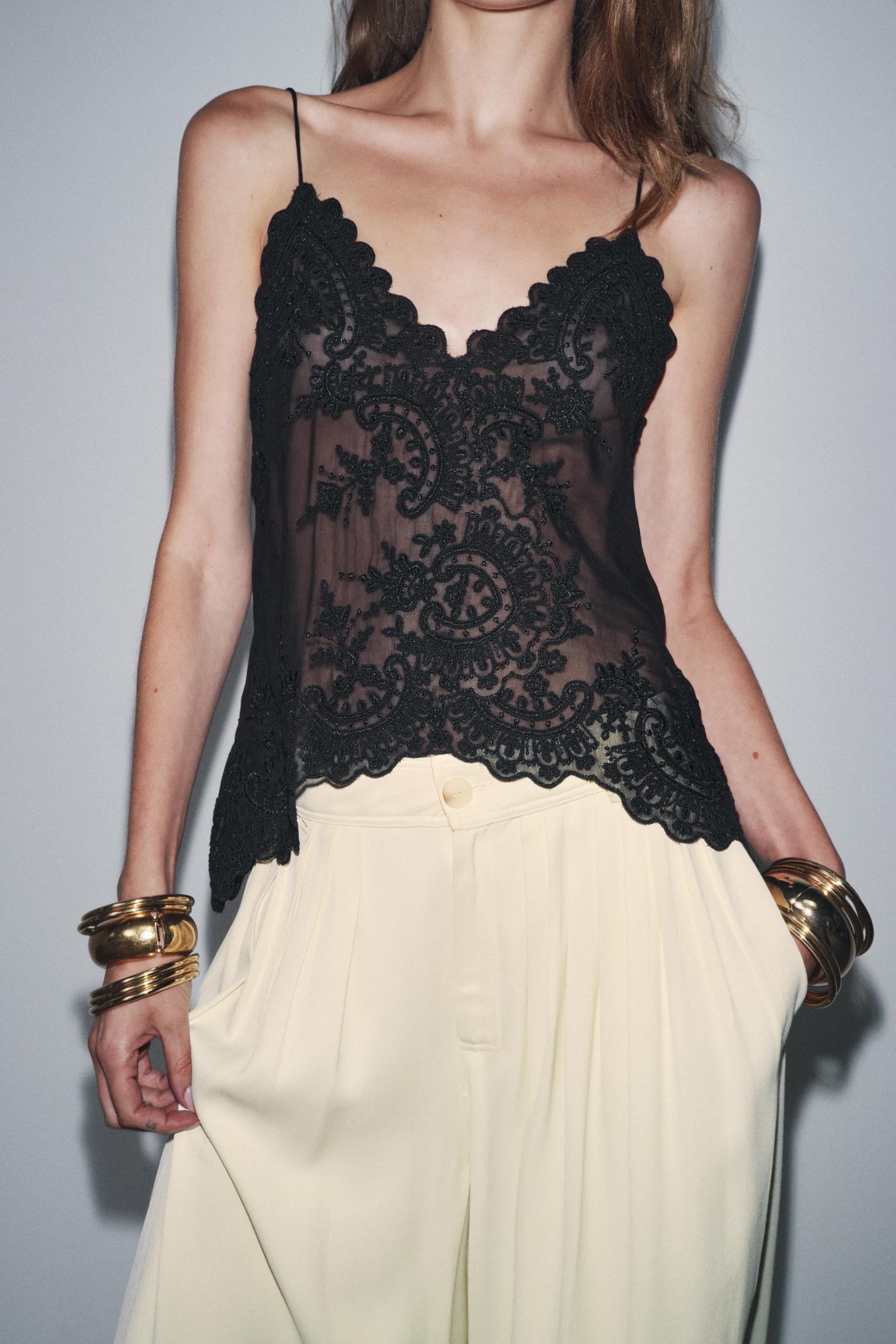 ZW COLLECTION LACE CAMISOLE TOP | Zara US