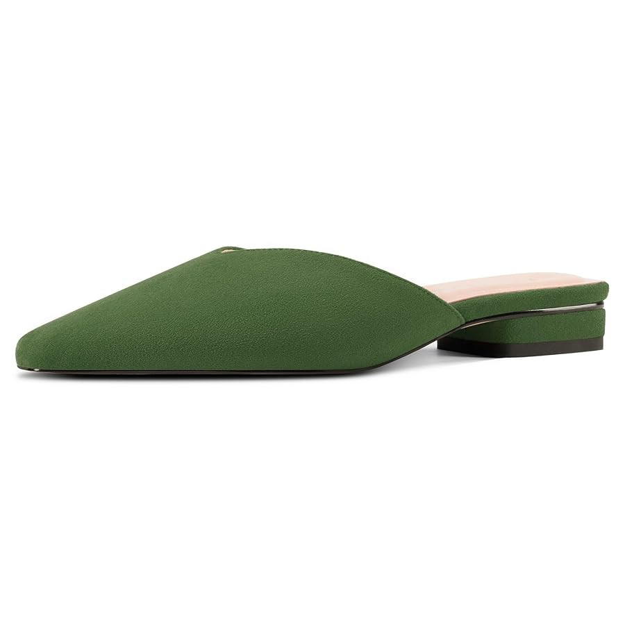 Aachcol Womens Mules Slip-on Pointed Toe Flats Shoes Mules Office 1.2 Inches Heels | Amazon (US)