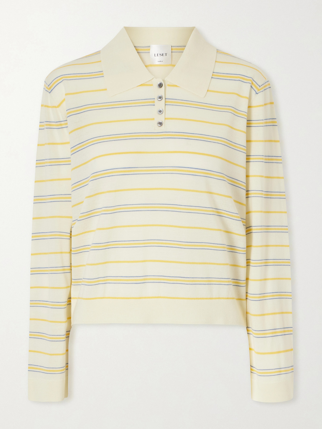 LESET - James Striped Merino Wool Polo Shirt - Yellow | NET-A-PORTER (US)