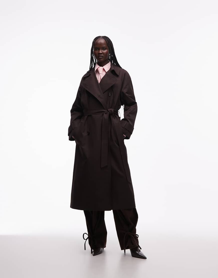 ASOS DESIGN - Waterafstotende trenchcoat met lange pasvorm in chocoladebruin-Brown | ASOS (Global)