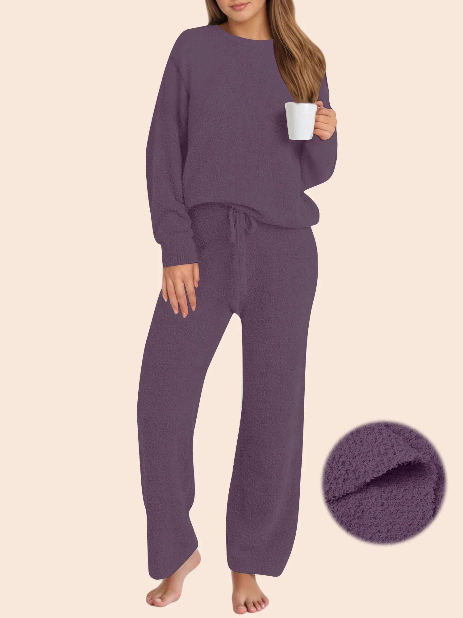 UVN Winter Pajama for Women Sweater Set Ladies Crewneck Tops and Long Pants Warm 2 Piece Loungewe... | Walmart (US)