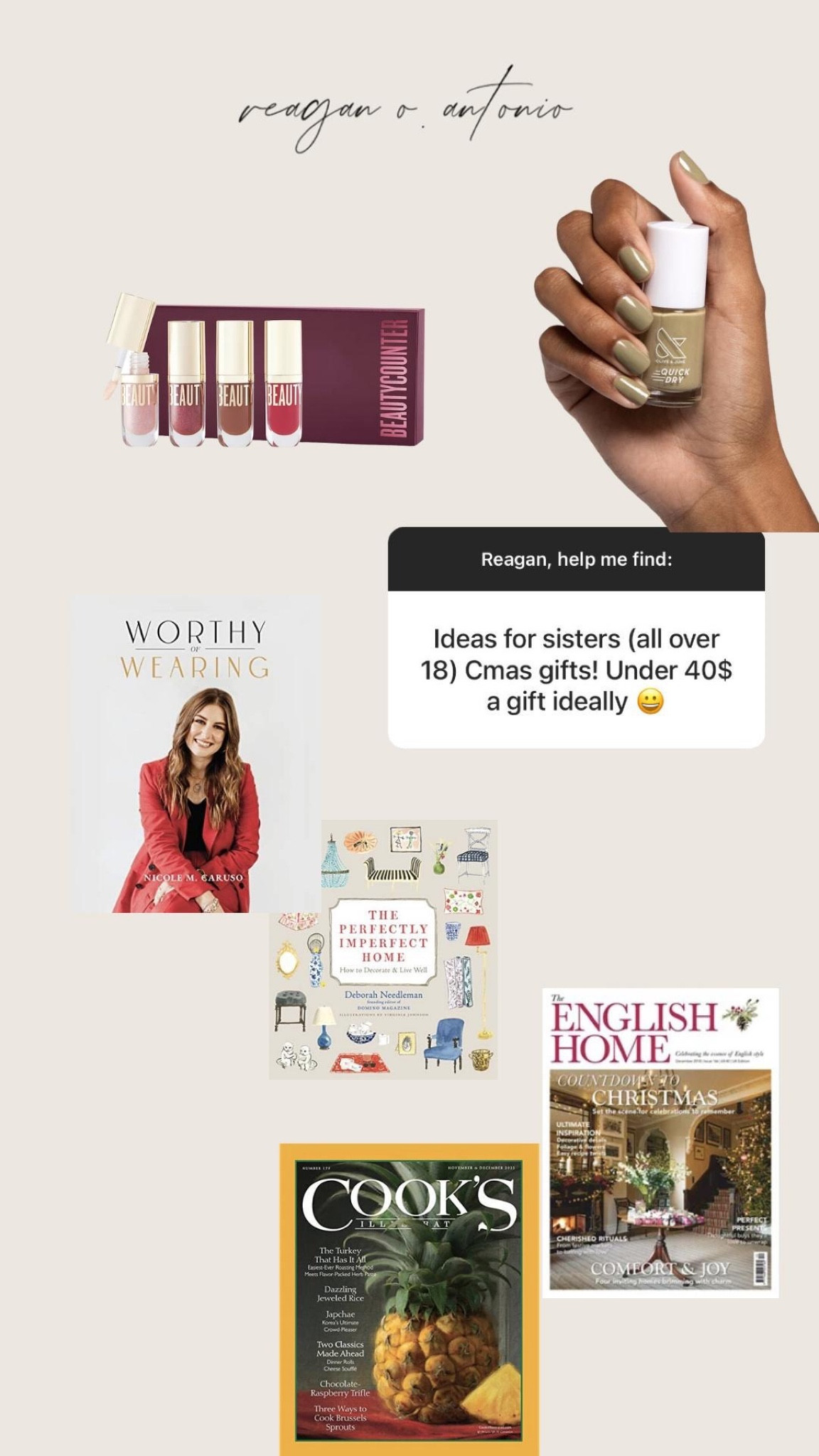 gift ideas for 20-something sisters! last year I got these two magazine subscriptions as gifts and LOVED waiting for them in the mail all year!!! love this formula for a gift: a treat for the body + a treat for the soul 🫶🏼

Worthy of wearing is on an amazing sale and don’t miss beautycounter’s sale ending TONIGHT! would love for you to shop with me - my link is in my insta stories today 

#LTKGiftGuide #LTKunder50 #LTKsalealert