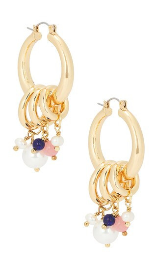 petit moments Voyage Hoop Earrings in Metallic Gold. | Revolve Clothing (Global)