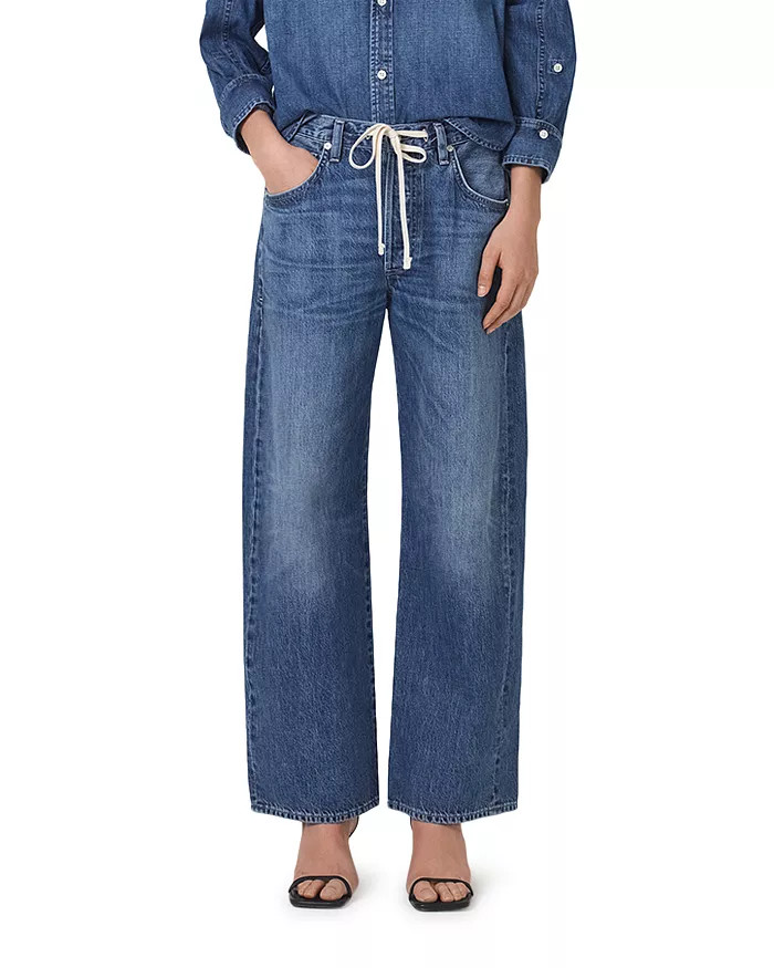 Brynn Drawstring High Rise Wide Leg Jeans in Atlantis | Bloomingdale's (US)