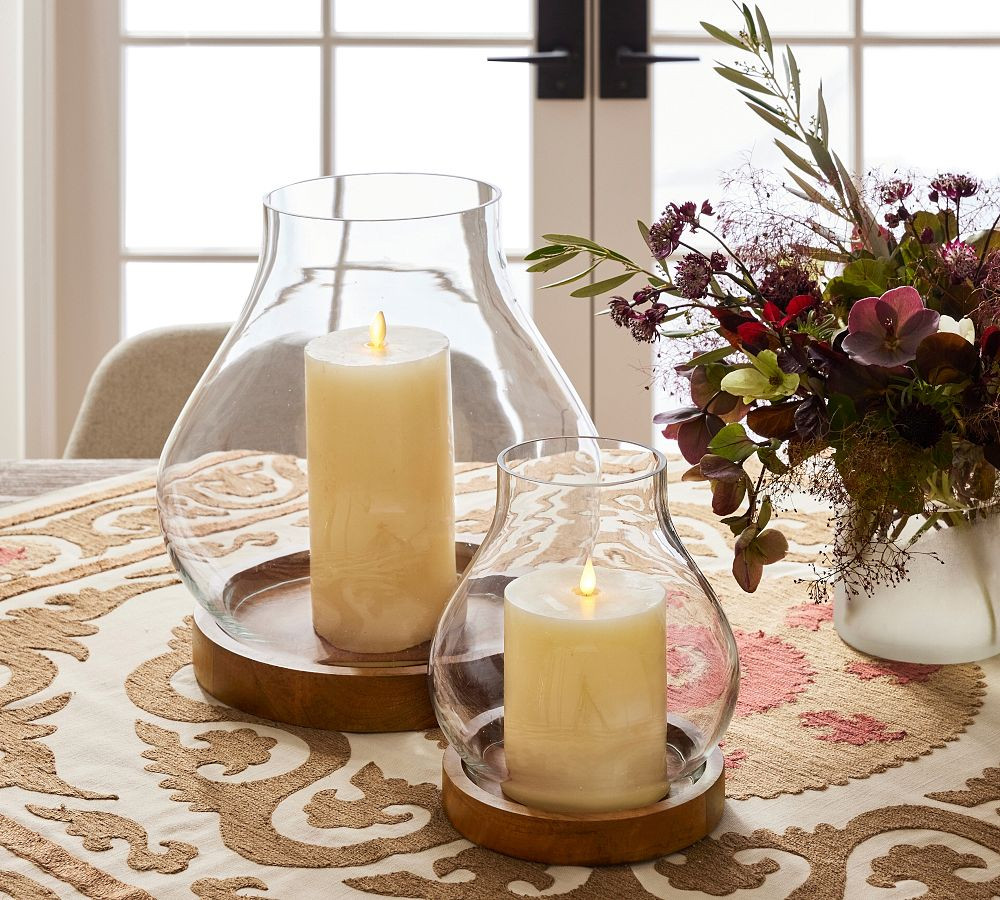 Sherbourne Wood Base Hurricane | Pottery Barn (US)
