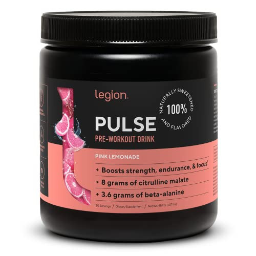 LEGION Pulse Pre Workout - All Natural Nitric Oxide Preworkout Drink to Boost Energy, Creatine Free, Naturally Sweetened, Beta Alanine, Citrulline, Alpha GPC (Pink Lemonade) | Amazon (US)