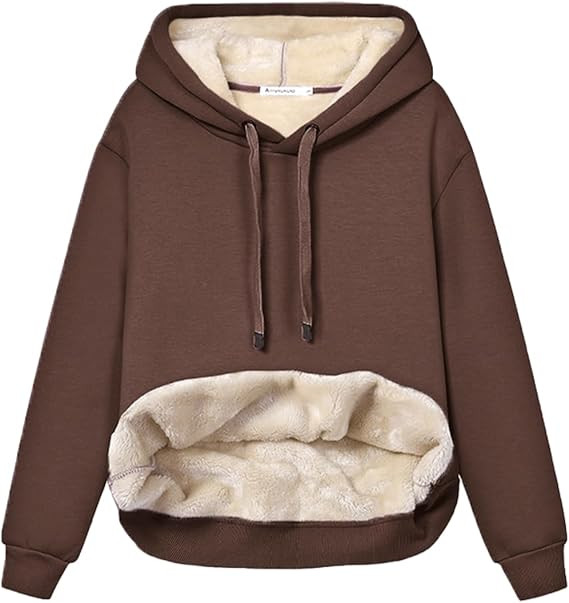 Haellun Womens Casual Winter Warm Fleece Sherpa Lined Pullover Hooded Sweatshirt | Amazon (US)