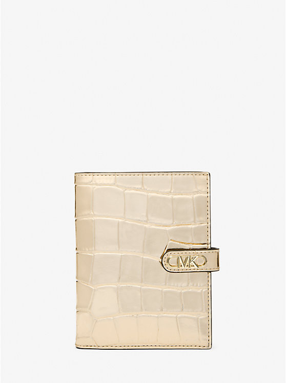 Empire Metallic Crocodile Embossed Leather Passport Wallet | Michael Kors US