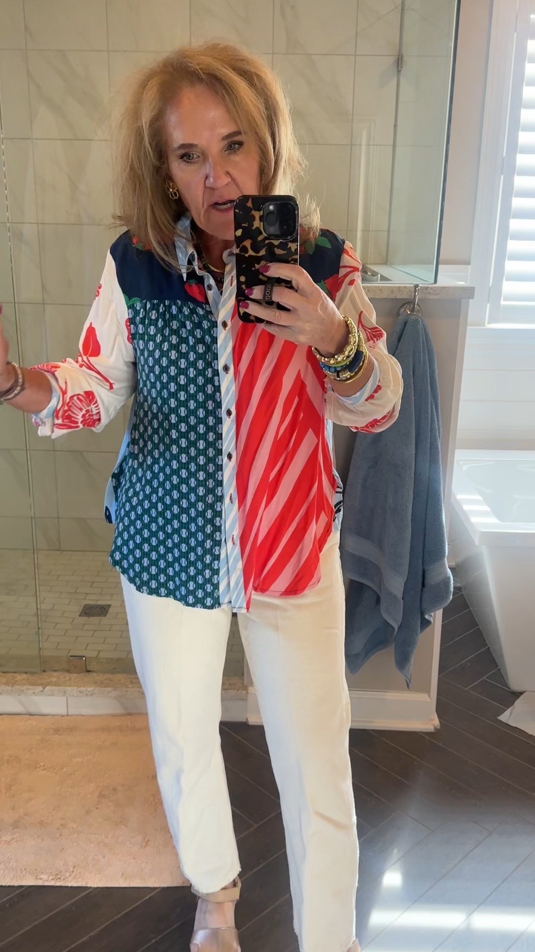 Paz blouse from anthro size petite medium 
Ecru Levi 501 jeans size 29 Inseam 26
Sorel sandals tts and sturdy and comfy 
I did add the quince cardigan. Totally misjudged the temps! 

#LTKWatchNow #LTKFindsUnder100 #LTKOver40