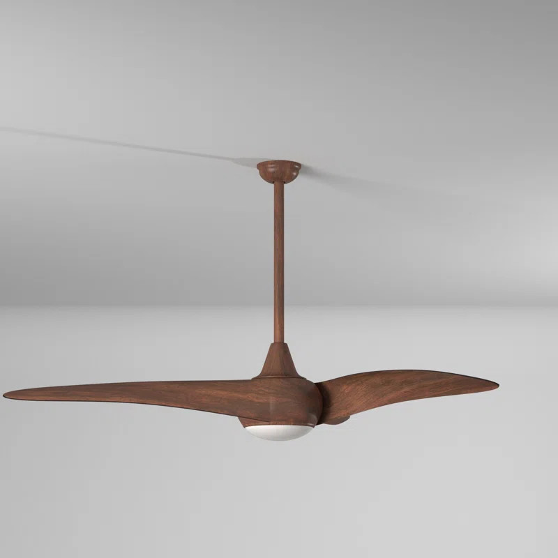 52" Wave 3 - Blade LED Propeller Ceiling Fan with Remote Control and Light Kit Included | Wayfair North America