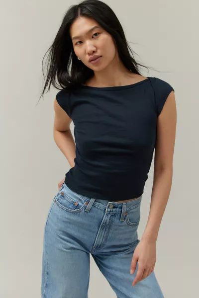 Kimchi Blue Willow Short Sleeve Boat Neck Tee | Urban Outfitters (US and RoW)