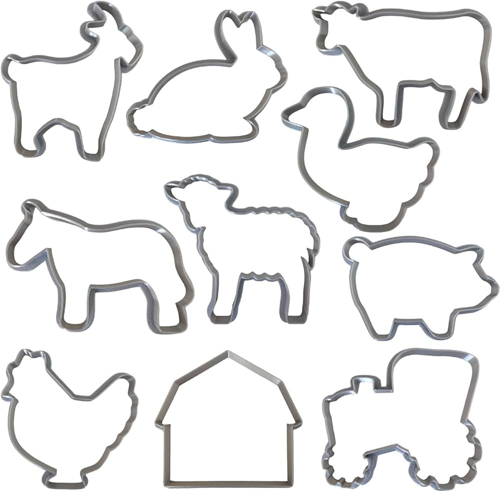 Farm Animal Cookie Cutters - Set of 10 Cookie Cutters outline - Includes Chicken, Pig, Cow, Horse... | Amazon (US)