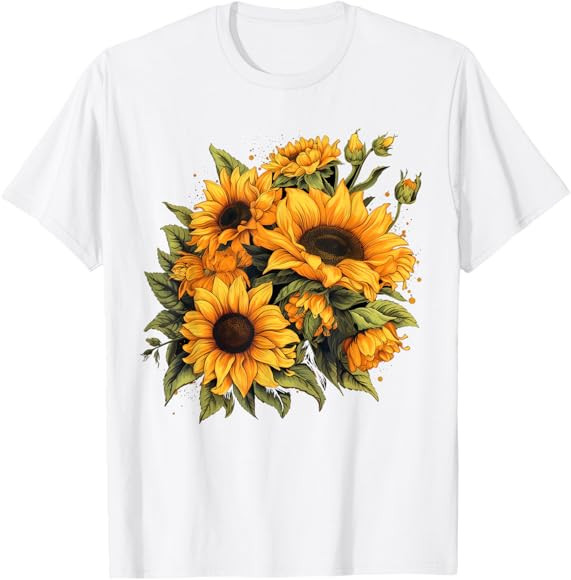 Yellow Sunflowers Cute summer flowers Floral Positivity T-Shirt | Amazon (US)