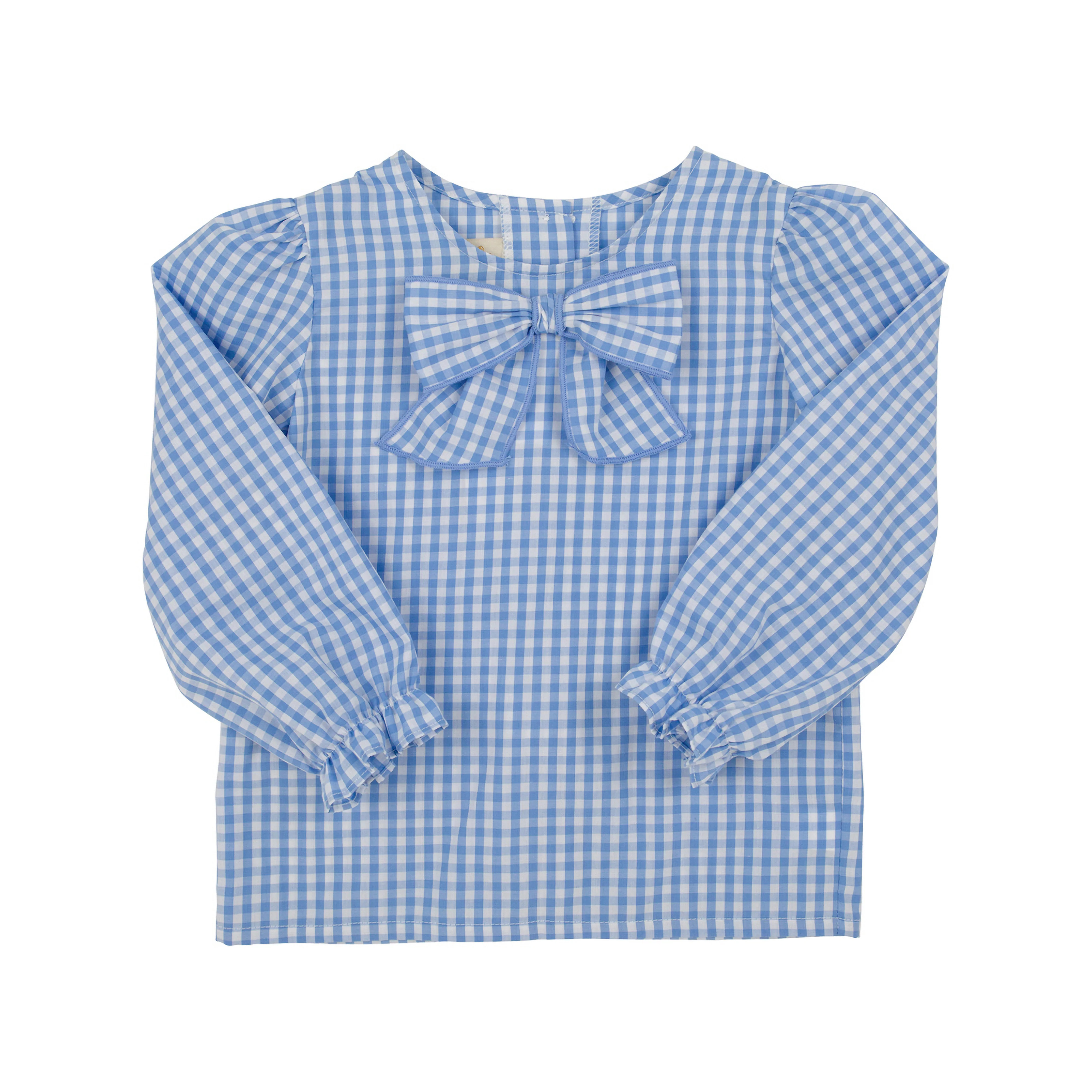 Beatrice Bow Blouse & Onesie - Park City Periwinkle Check | The Beaufort Bonnet Company