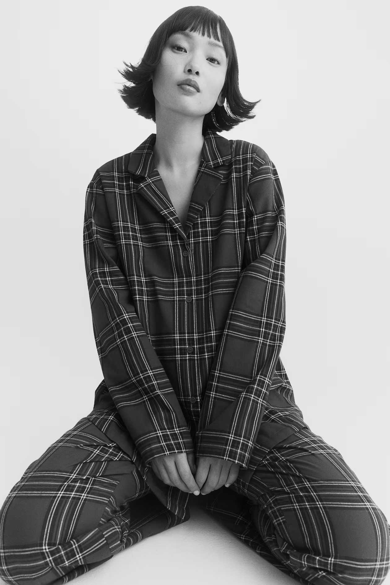 MAMA Cotton flannel pyjamas - Dark red/Checked - Ladies | H&M GB | H&M (UK, MY, IN, SG, PH, TW, HK)