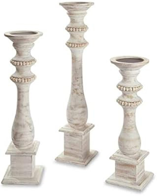 MUDPIE Medium Beaded Wood Candlestick | Amazon (US)