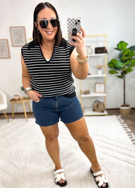 Styling my new Amazon sweater vest with shorts!  Made of a soft and lightweight sweater material!  XL vest. XL tank. Size 16 shorts. Linked similar options by the same brand. Sandals fit tts.  20% off this week!

#LTKMidsize #LTKFindsUnder50 #LTKSeasonal