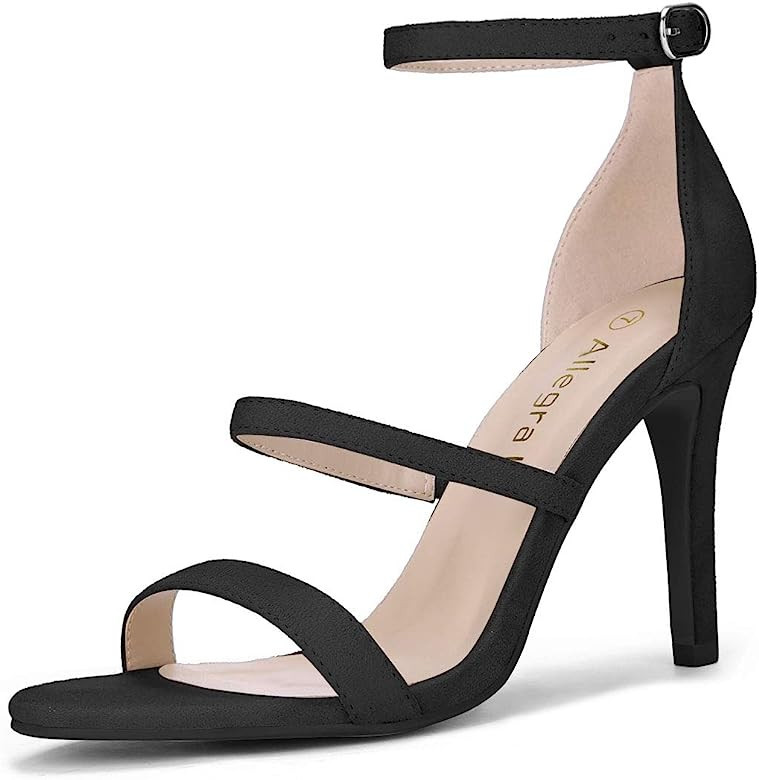 Allegra K Women's Open Toe Triple Straps Stiletto High Heel Sandals | Amazon (US)