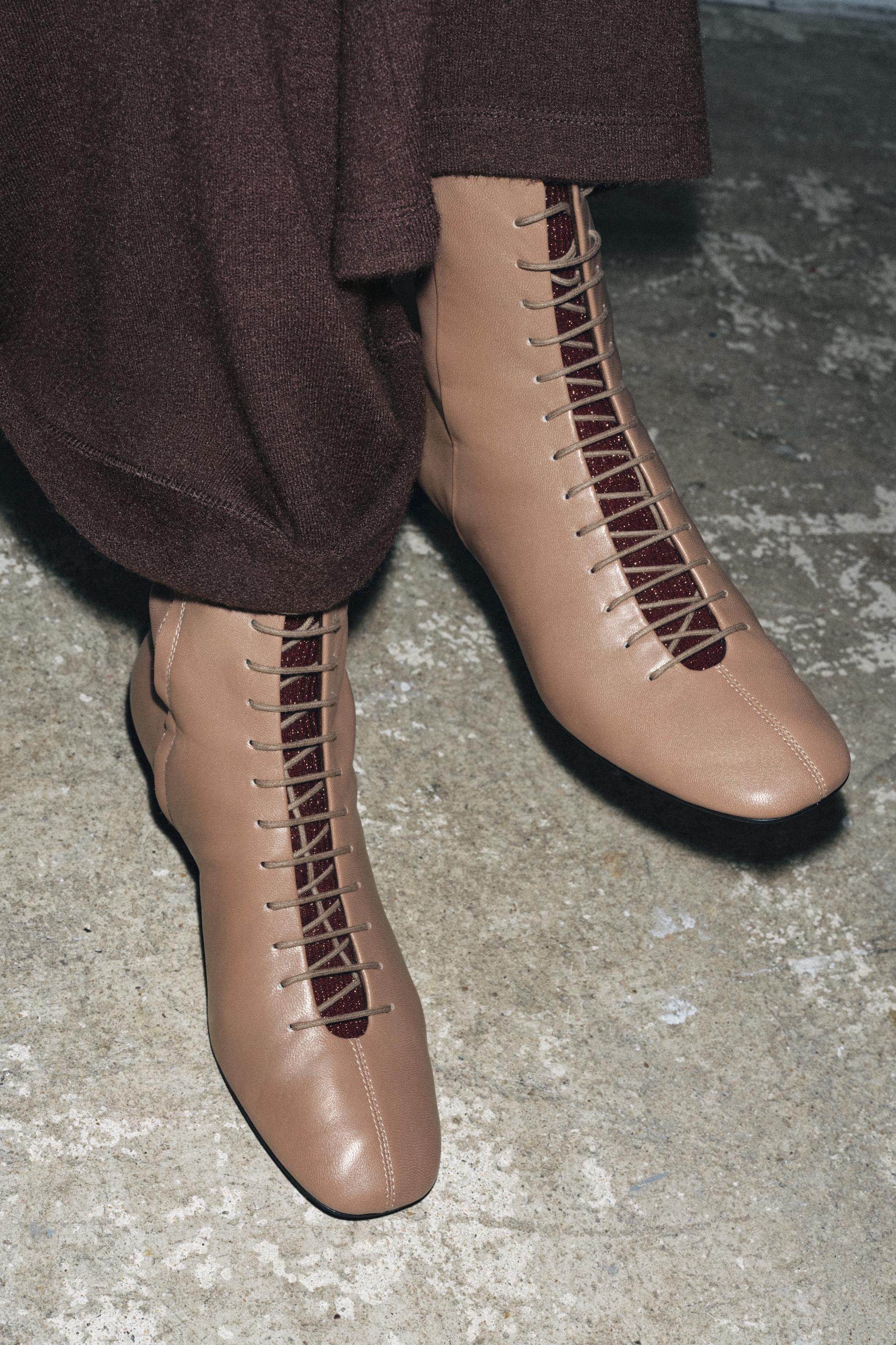 LACED LEATHER HEELED ANKLE BOOTS | Zara US