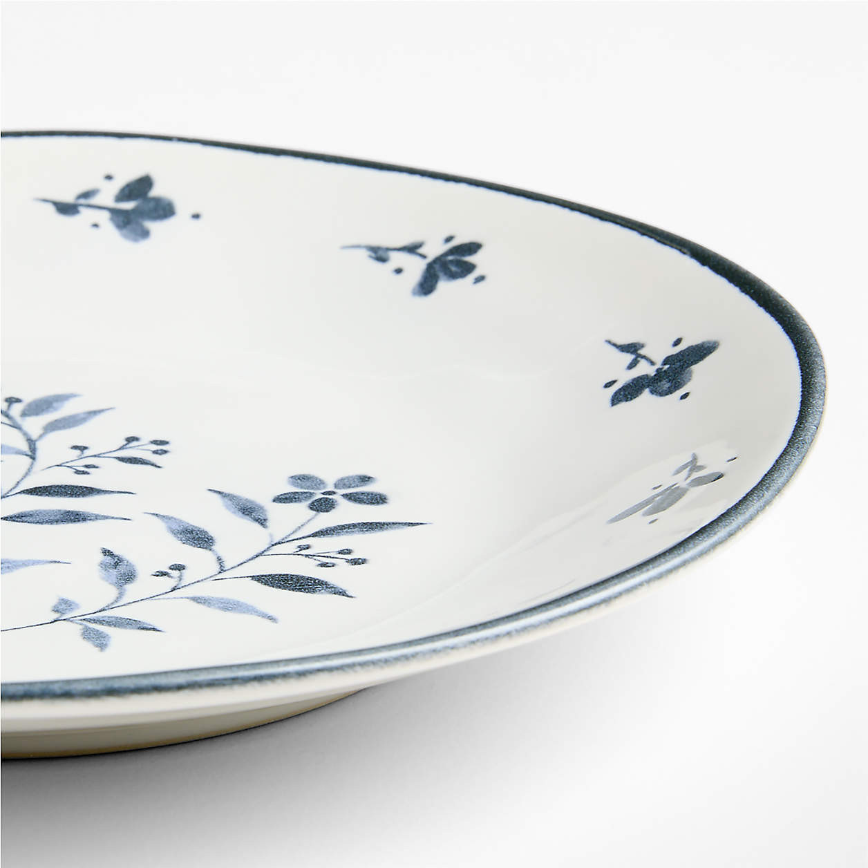 Marin Botanical White and Blue White Stoneware Salad Plate + Reviews | Crate & Barrel | Crate & Barrel