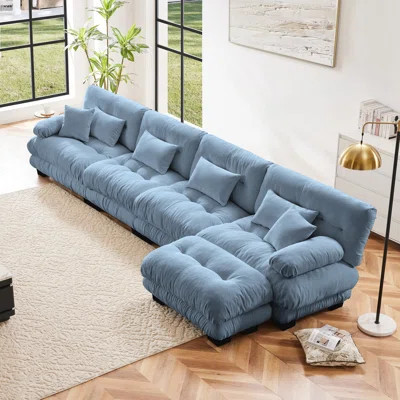 Modular Sectional Sofa Couch, Oversized L Shaped Cloud Couch For Living Room, Deep Seat Sofa With Convertible Ottoman | Wayfair North America