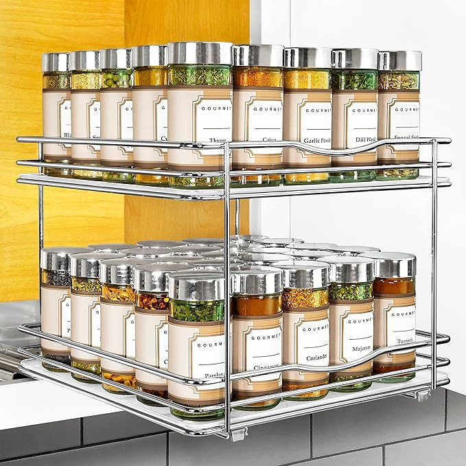 LYNK PROFESSIONAL® Pull Out Spice Rack Organizer for Inside Kitchen Cabinets - 10-1/4 inch Wide ... | Amazon (US)