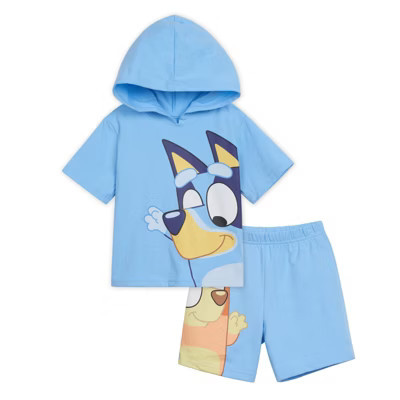 Bluey Big Boys Pullover Hoodie and French Terry Shorts Blue Bluey / Bingo 10-12 | Target