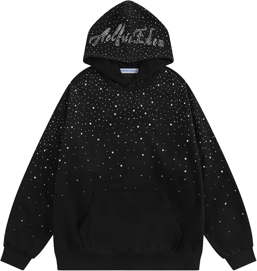 Aelfric Eden Rhinestone Hoodies Men Women Diamond Hooded Sweatshirt Fashion Luxury Casual Streetw... | Amazon (US)
