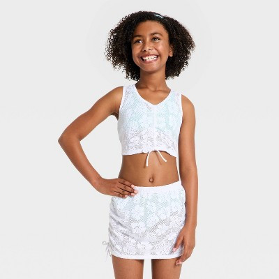 Girls' 2pc Tropic Sunrise Cover-Up - art class™ True White L | Target