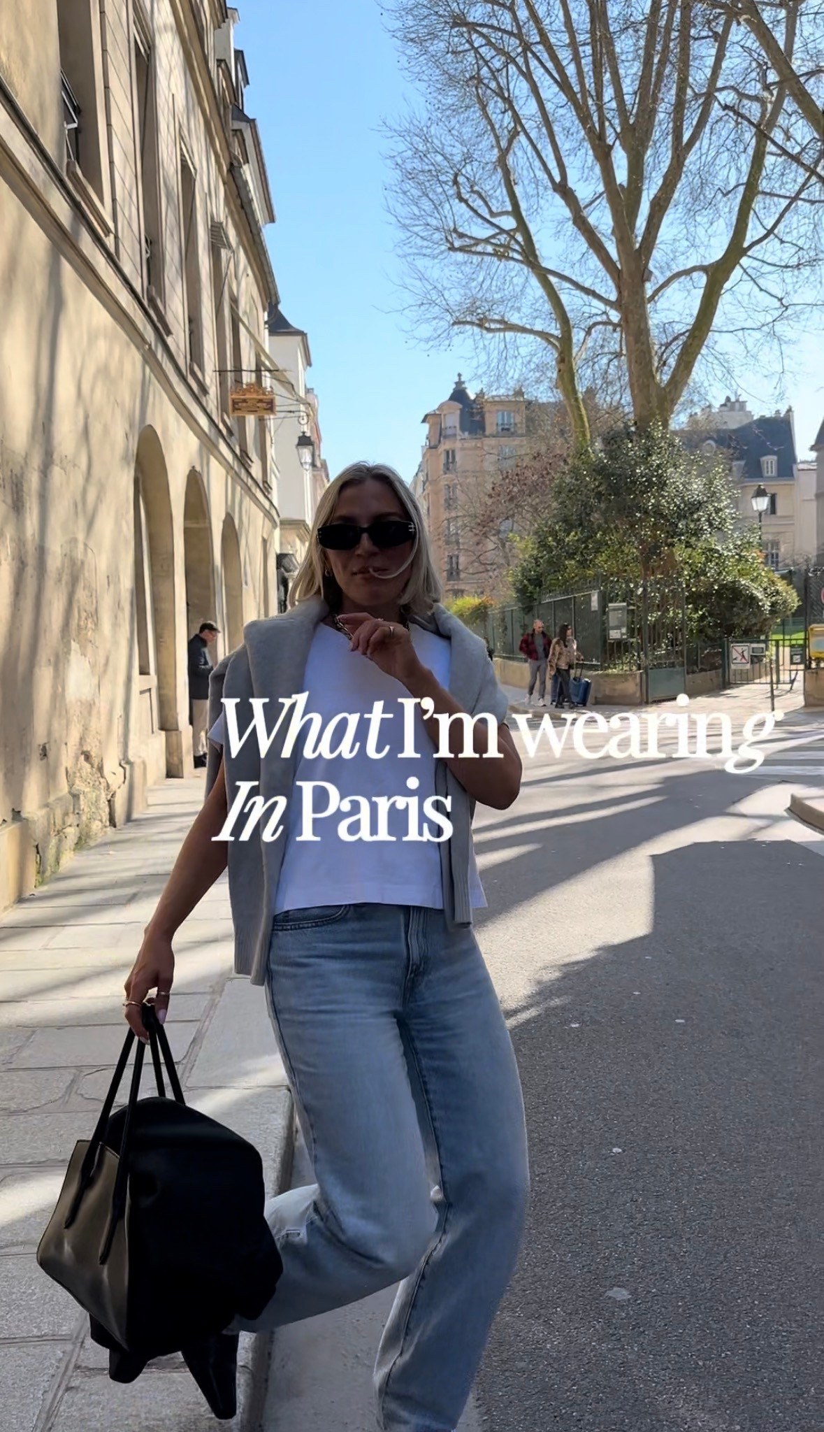 Levi’s jeans
Oversized black blazer
Straight leg jeans 
Boxy white t-shirt
Grey jumper 
High knee black boots 
Black bowling bag 
Parisian style 
What to wear for a city break
Paris outfits 

#LTKspringtrends #LTKootd #LTKUK