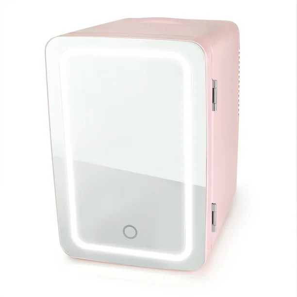 Personal Chiller LED Lighted Mini Fridge with Mirror Door, Coral | Walmart (US)