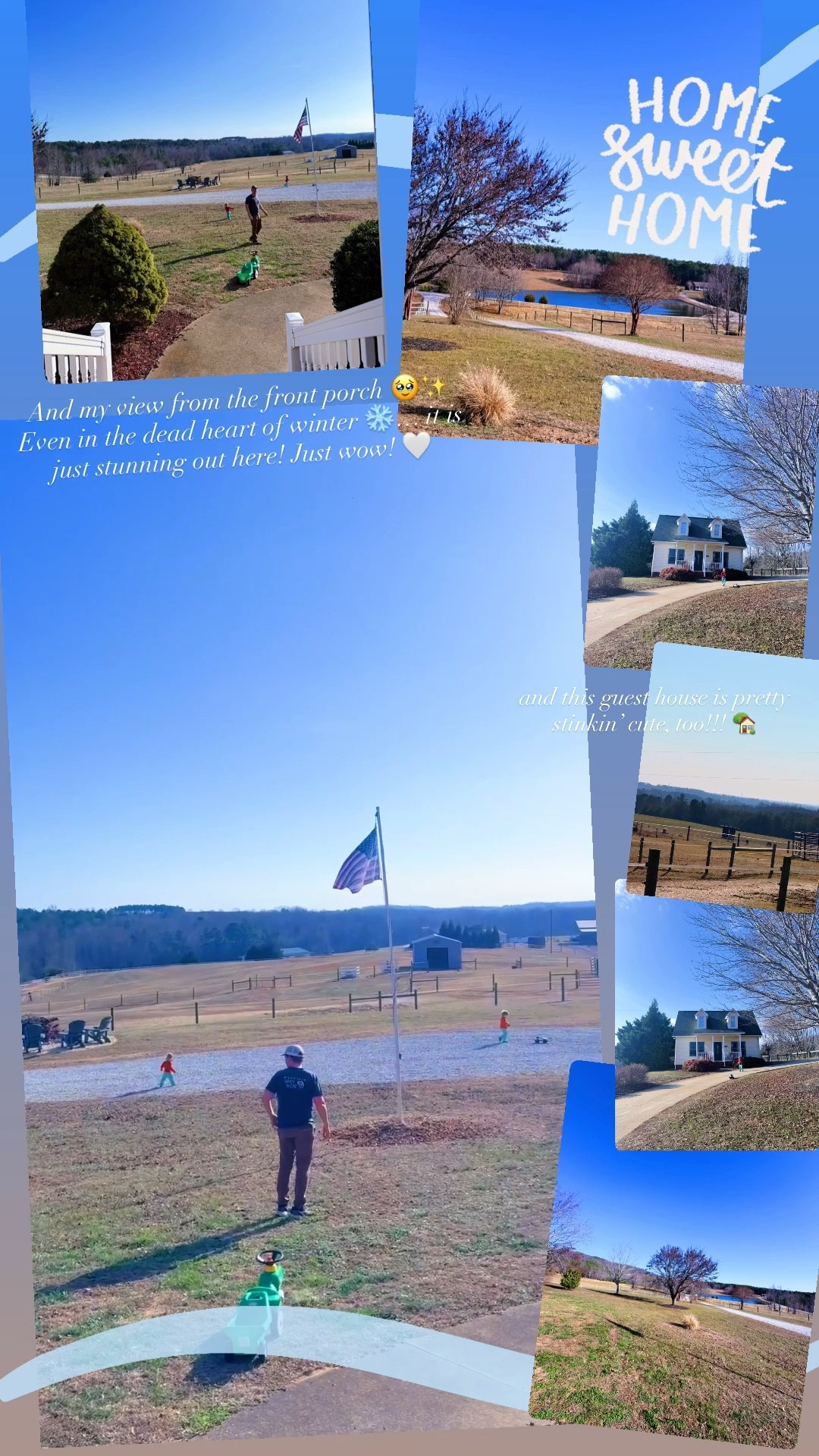 And my view from the front porch 🥹✨ Even in the dead heart of winter ❄️… it is just stunning out here! Just wow! 🤍 and this guest house is pretty stinkin’ cute, too!!! 🏡