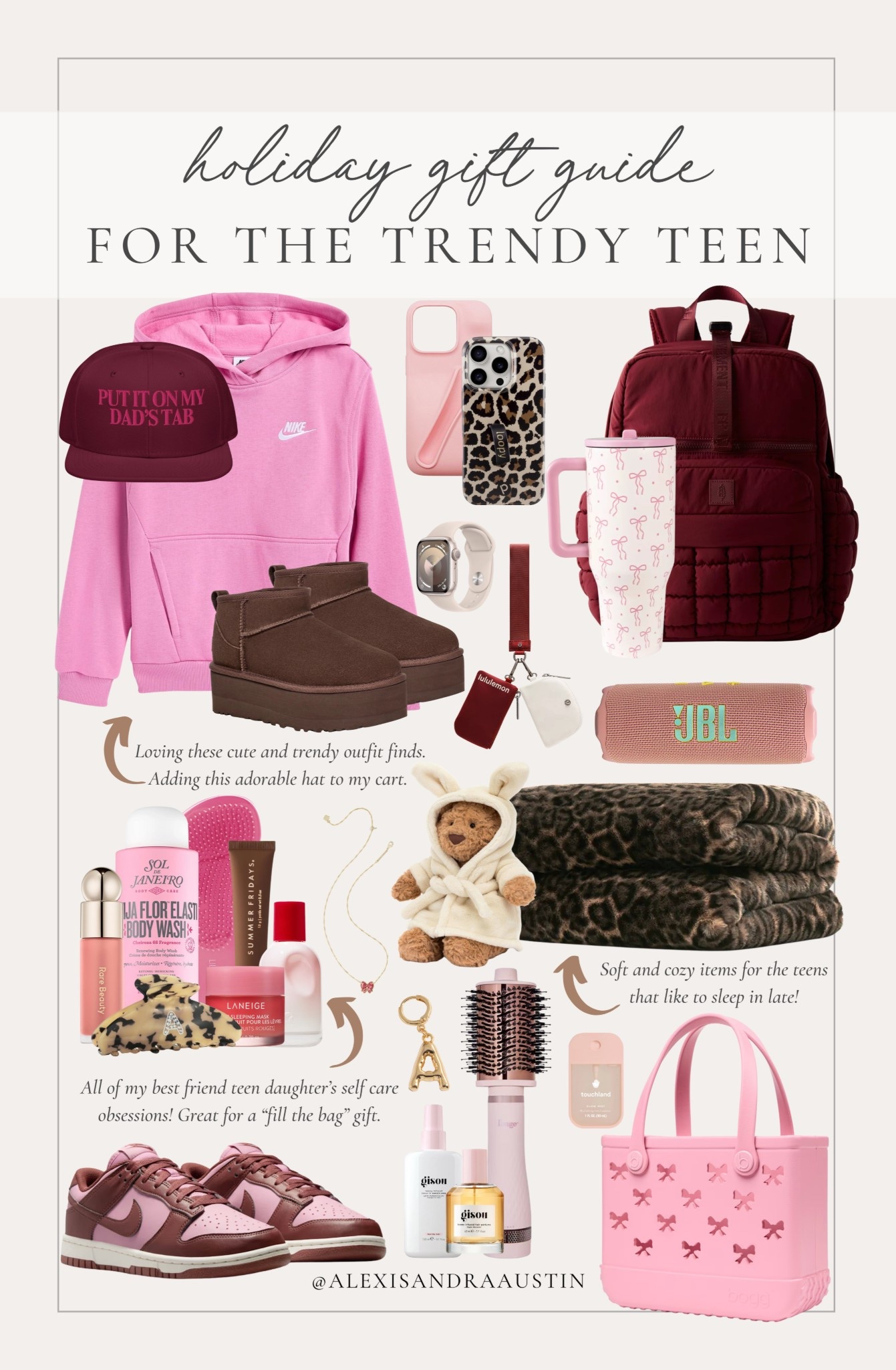 Holiday gift guide for the trendy teen! The cutest finds for the trendy lover.

Holiday gifting inspo, trendy teen gift guide, cozy blanket, Jellycat, Nike, backpack finds, burgundy edit, self care gifts, Bogg bag, hair care essentials, phone case, Hydrojug, trendy jewelry, Kendra Scott, Uggs, Sephora, found it on Amazon, shop the look!

#LTKHoliday #LTKGiftGuide #LTKSeasonal