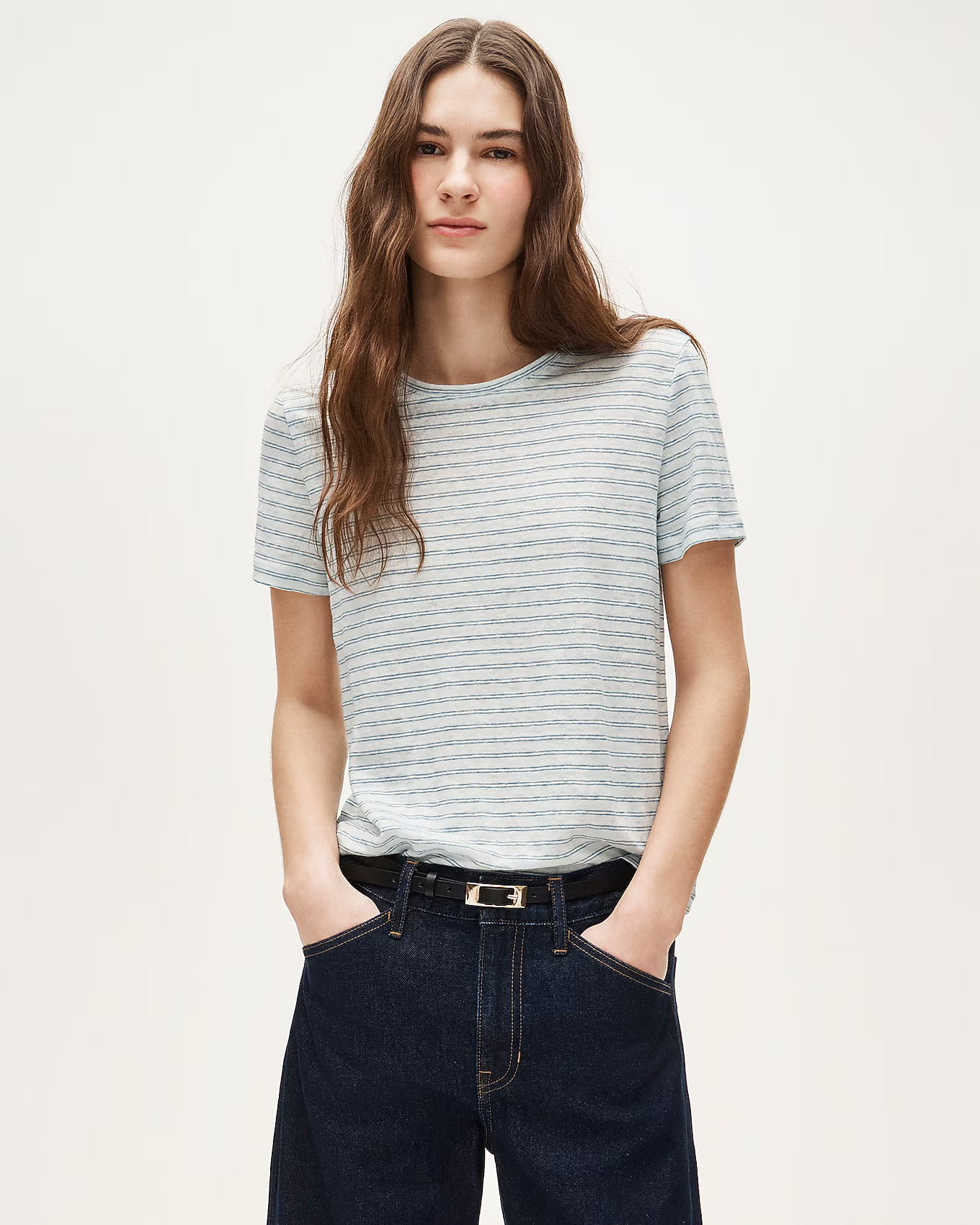 New relaxed linen T-shirt in stripe | J. Crew US