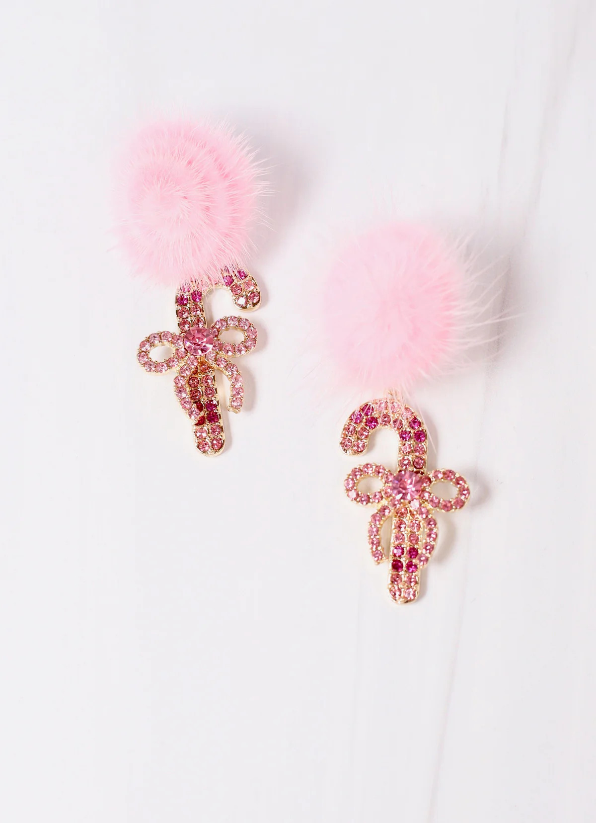 Candy Cane Pom Earring PINK | Caroline Hill