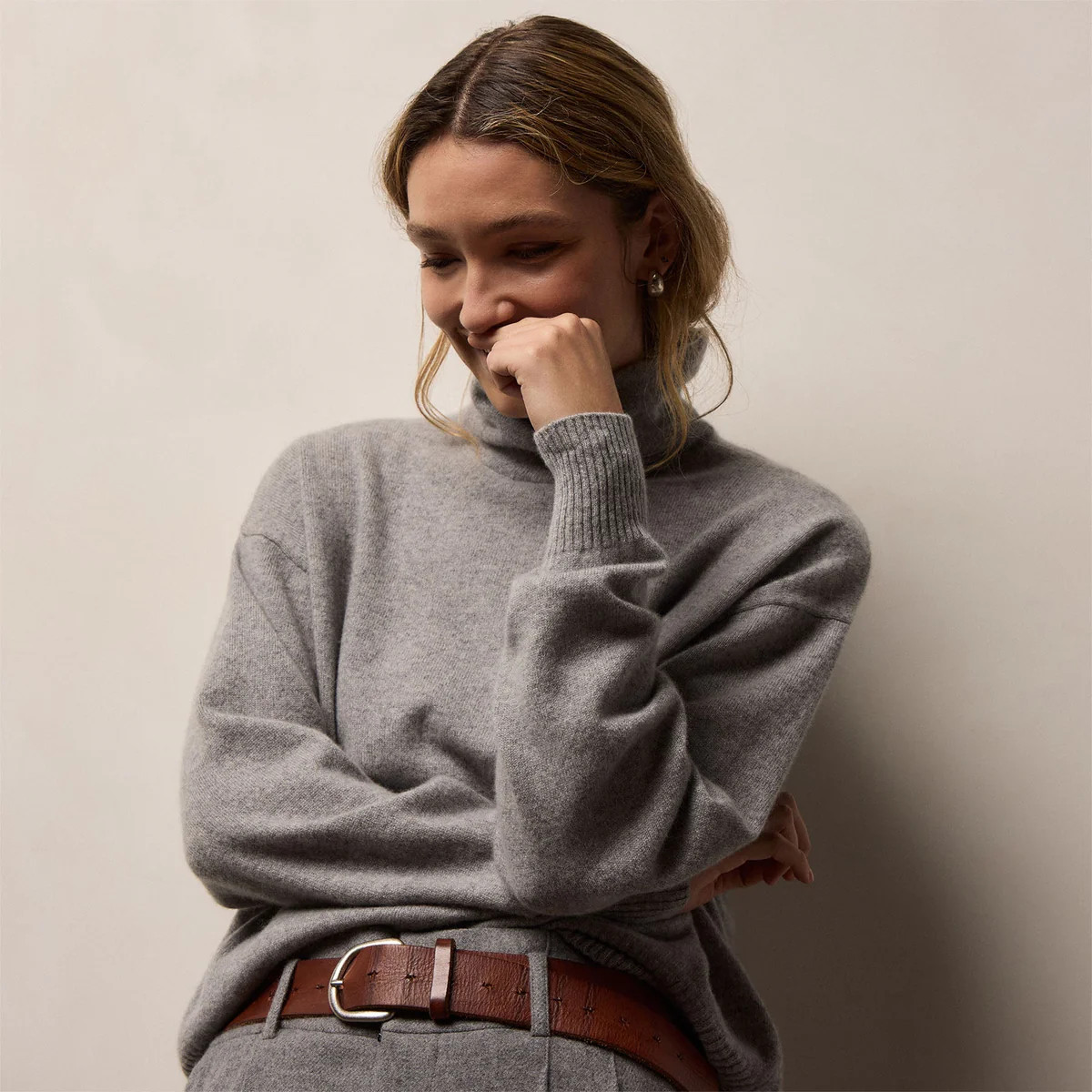 Spun Cashmere Funnel Neck Sweater - Heather Grey | James Perse Los Angeles | James Perse (US)
