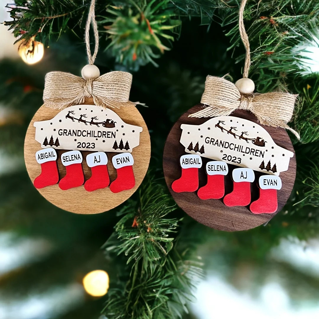 Great/ Grandchildren Ornament 1-8 Names Stockings - Etsy | Etsy (US)