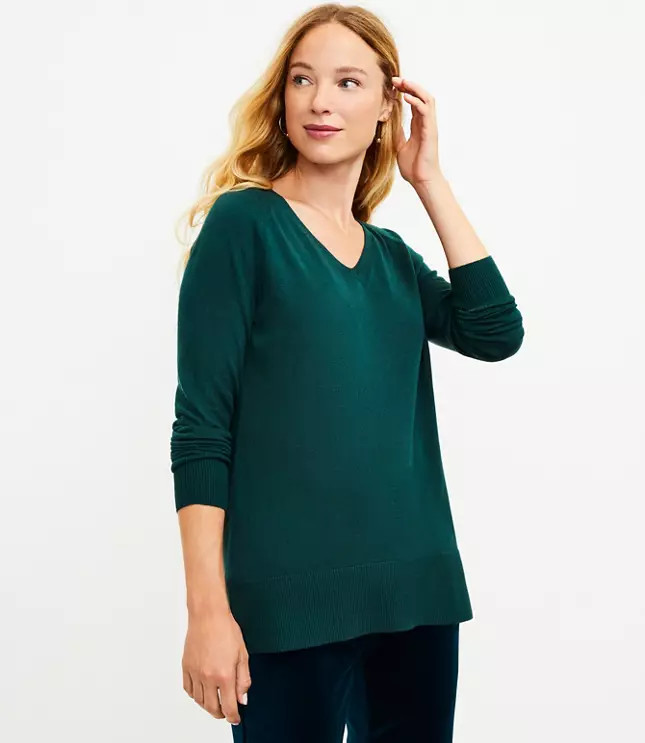 V-Neck Tunic Sweater | LOFT